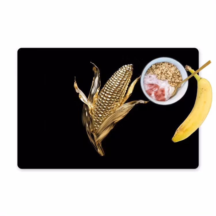 Mais - Eten - Goud - Zwart Placemat vinyl groot -zzzproduct_Kitchenyeah-website