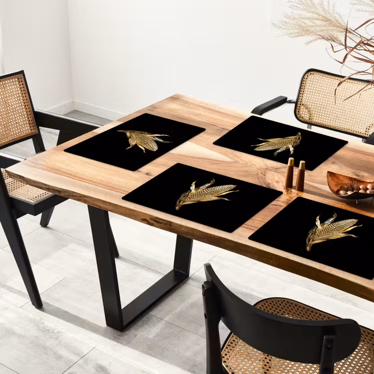 Mais - Eten - Goud - Zwart Placemat vinyl groot -zzsfeer4_Kitchenyeah-website