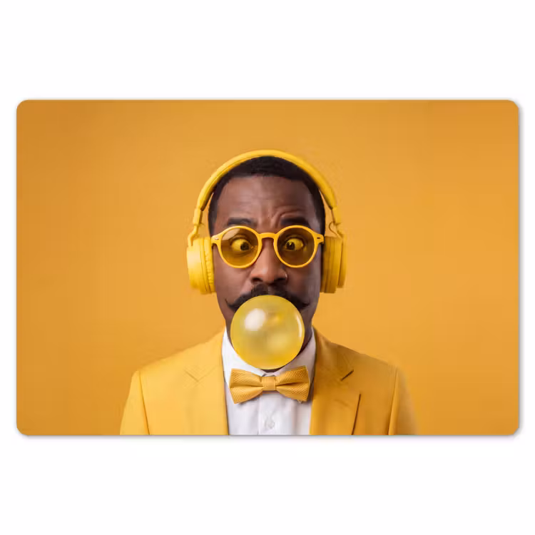 Man - Bubblegum - Portret - Geel - Modern Placemat vinyl groot -zzsfeer1_Kitchenyeah-website