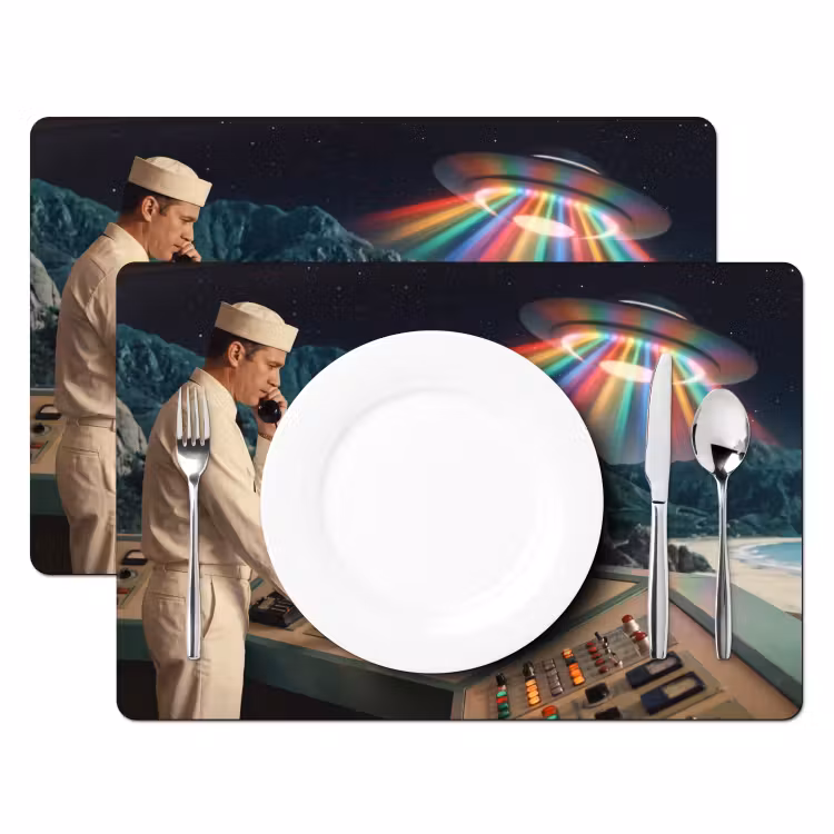 Placemat - 6 stuks - Man - Controlekamer - Strand - Man - Controlekamer - Strand Placemat vinyl groot