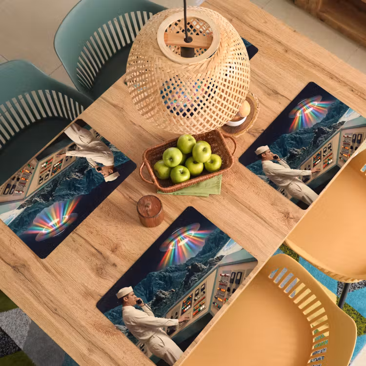 Placemat - 6 stuks - Man - Controlekamer - Strand - Man - Controlekamer - Strand Placemat vinyl groot