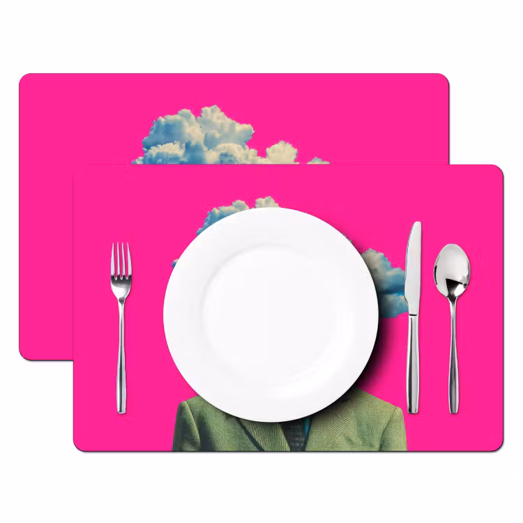 Man - Pak - Wolk - Roze Placemat vinyl groot -zzsfeer2_Kitchenyeah-website