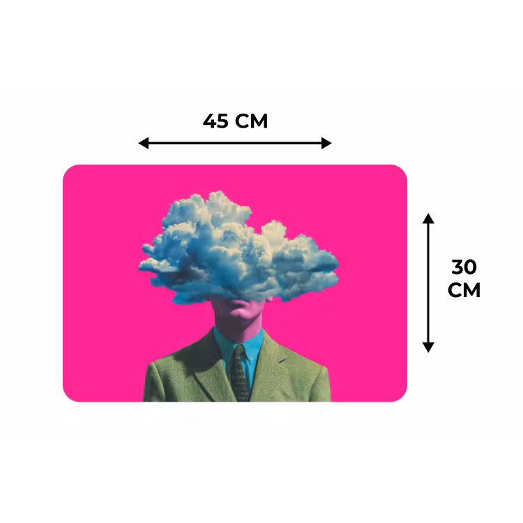 Man - Pak - Wolk - Roze Placemat vinyl groot -specs