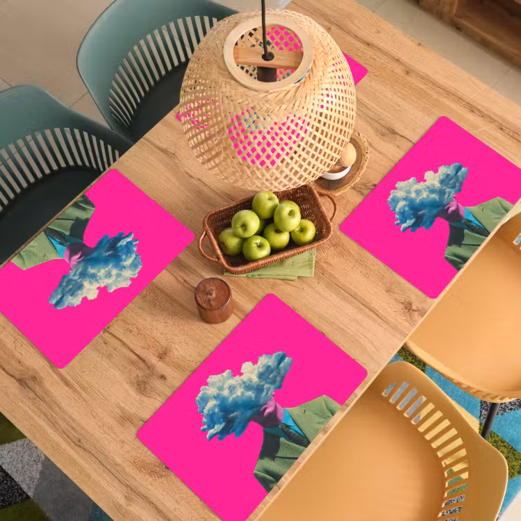 Man - Pak - Wolk - Roze Placemat vinyl groot -zzsfeer5_Kitchenyeah-website