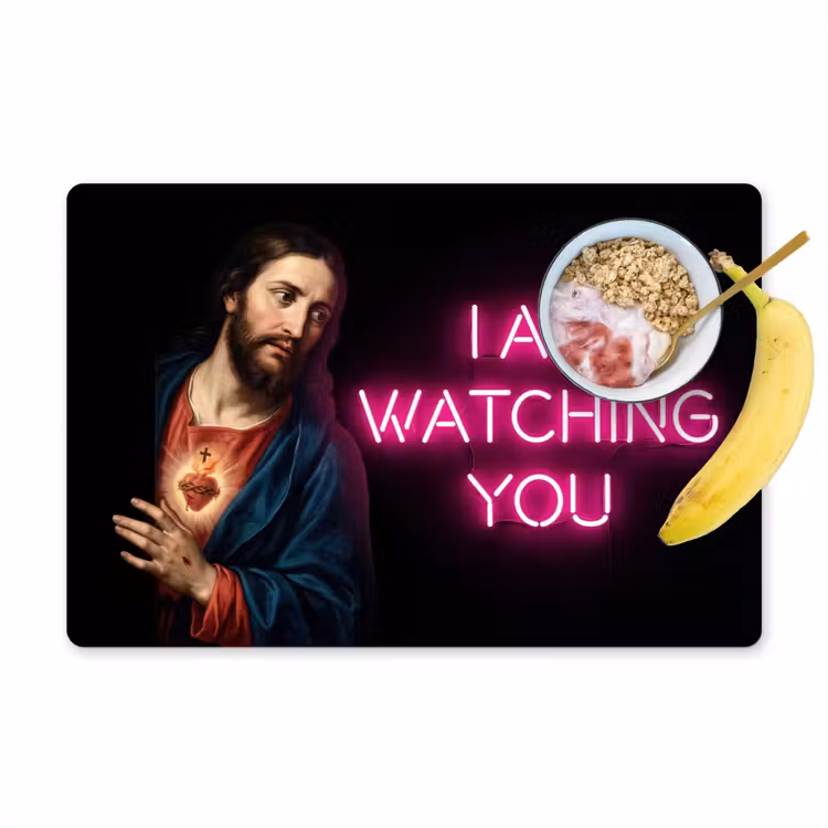 Man - Tekst - Neon Placemat vinyl groot -zzzproduct_Kitchenyeah-website