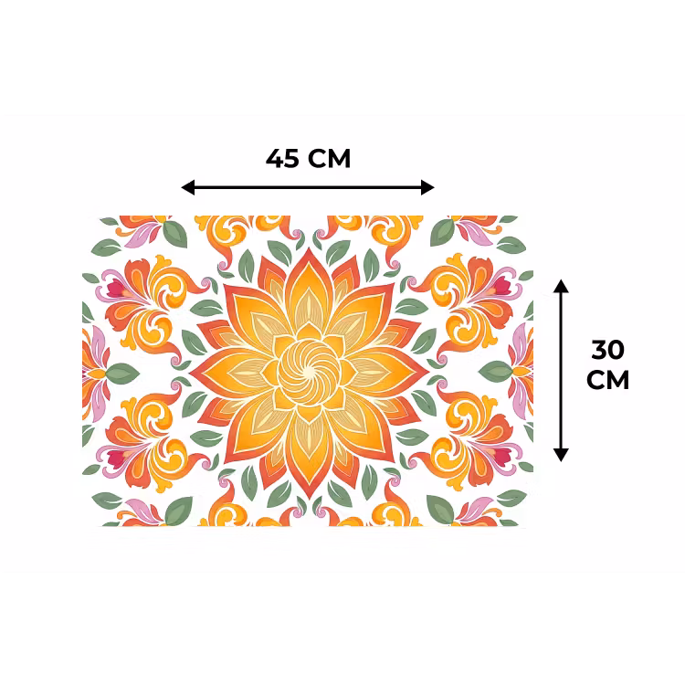 Mandala - Bloemen - Decoratie - Kleurrijk - Abstract Placemat vinyl groot -specs