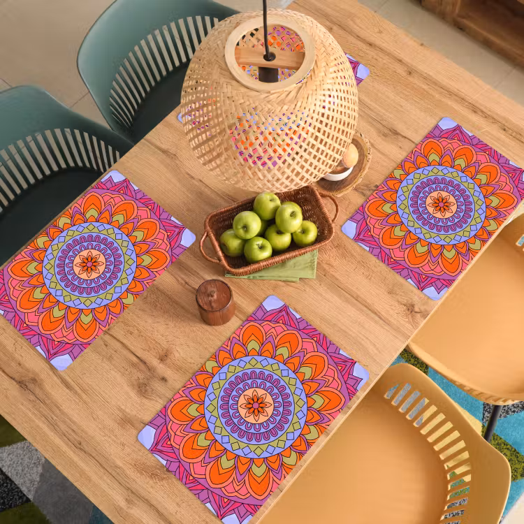 Mandala - Cirkel - Abstract - Kleurrijk - Patroon Placemat vinyl groot -zzsfeer5_Kitchenyeah-website