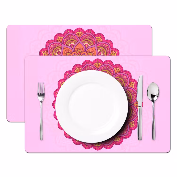 Mandala - Cirkel - Spiritueel - Oosters - Roze Placemat vinyl groot -zzsfeer2_Kitchenyeah-website