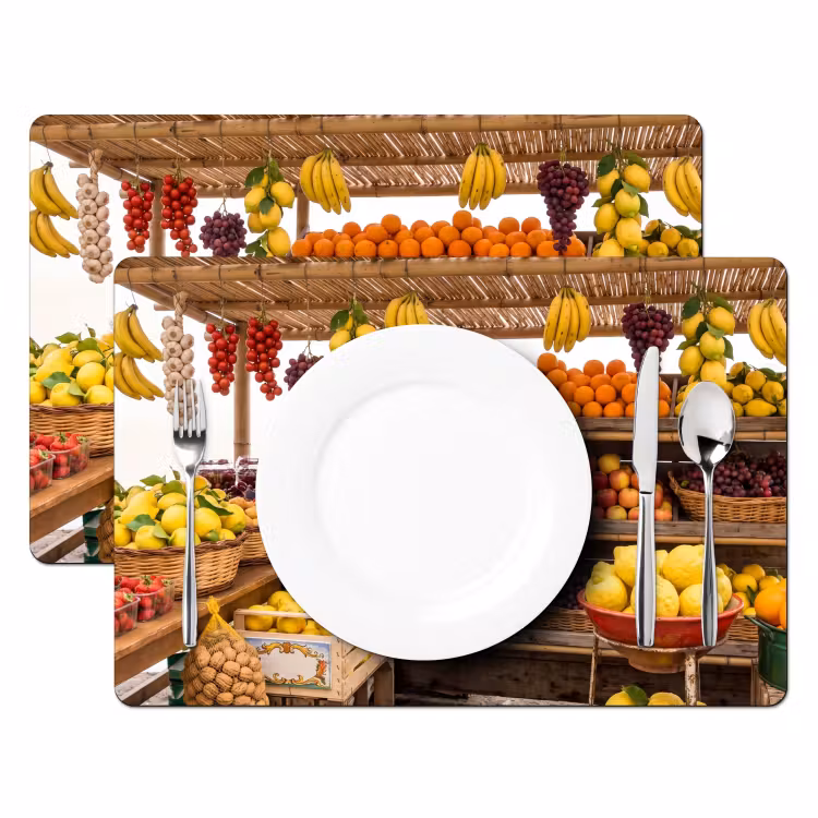 Placemat - 6 stuks - Marktkraam - Fruit - Vers - Marktkraam - Fruit - Vers Placemat vinyl groot