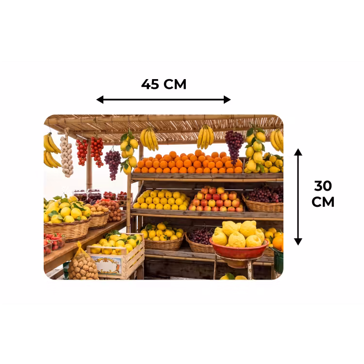 Placemat - 6 stuks - Marktkraam - Fruit - Vers - Marktkraam - Fruit - Vers Placemat vinyl groot