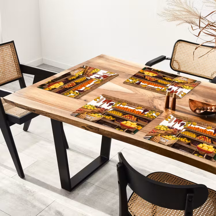 Placemat - 6 stuks - Marktkraam - Fruit - Vers - Marktkraam - Fruit - Vers Placemat vinyl groot