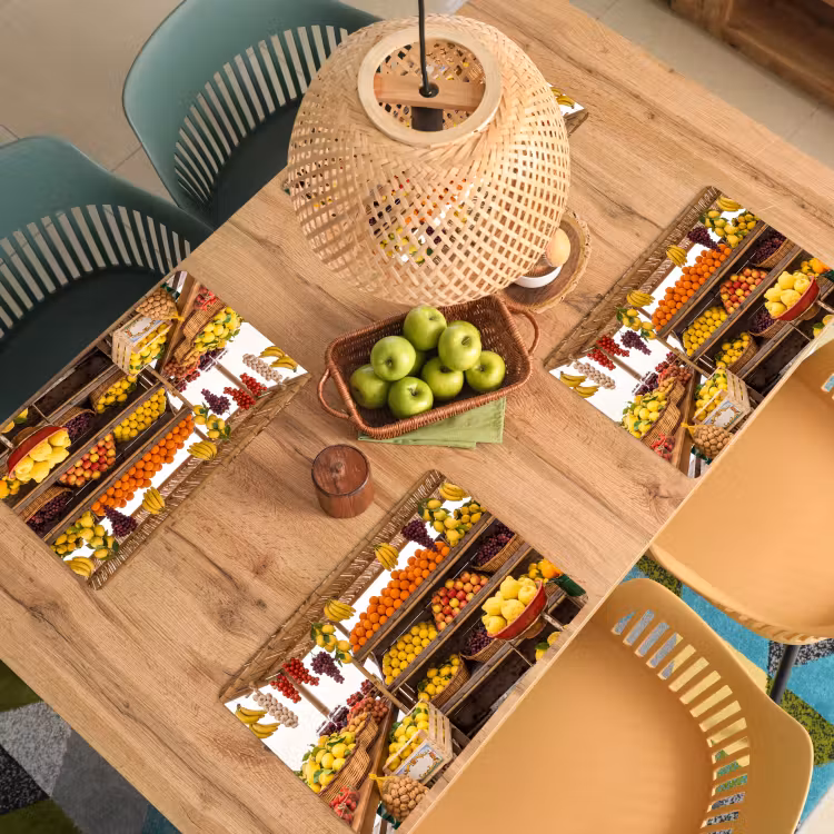 Placemat - 6 stuks - Marktkraam - Fruit - Vers - Marktkraam - Fruit - Vers Placemat vinyl groot
