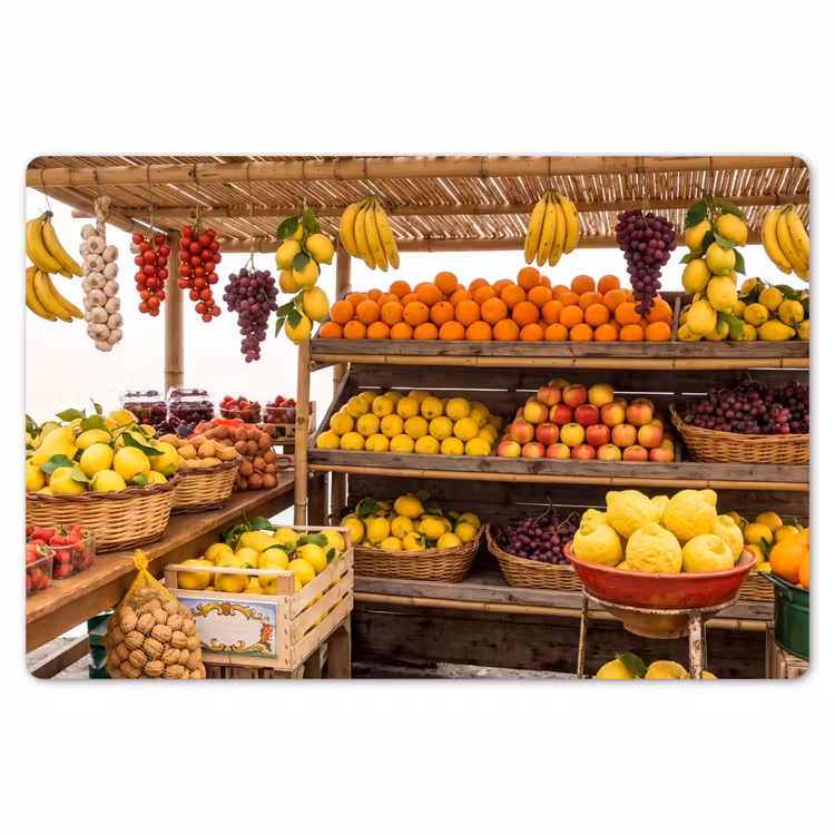 Placemat - 6 stuks - Marktkraam - Fruit - Vers - Marktkraam - Fruit - Vers Placemat vinyl groot