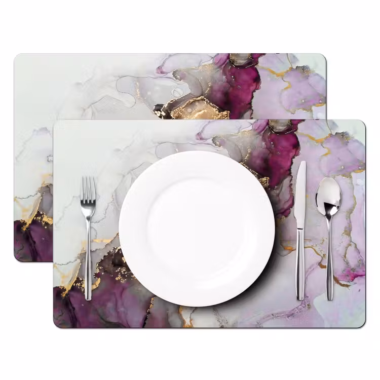 Marmer - Abstract - Goud - Paars Placemat vinyl groot -zzsfeer2_Kitchenyeah-website