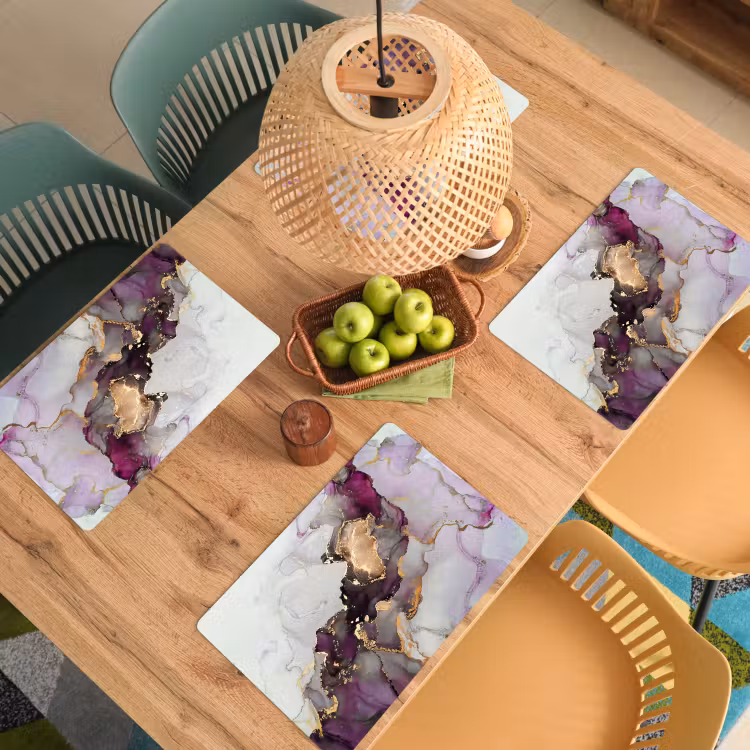 Marmer - Abstract - Goud - Paars Placemat vinyl groot -zzsfeer5_Kitchenyeah-website