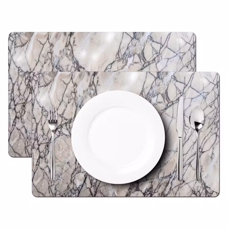 Marmer - Aderen - Patroon - Wit - Grijs Placemat vinyl groot -zzsfeer2_Kitchenyeah-website