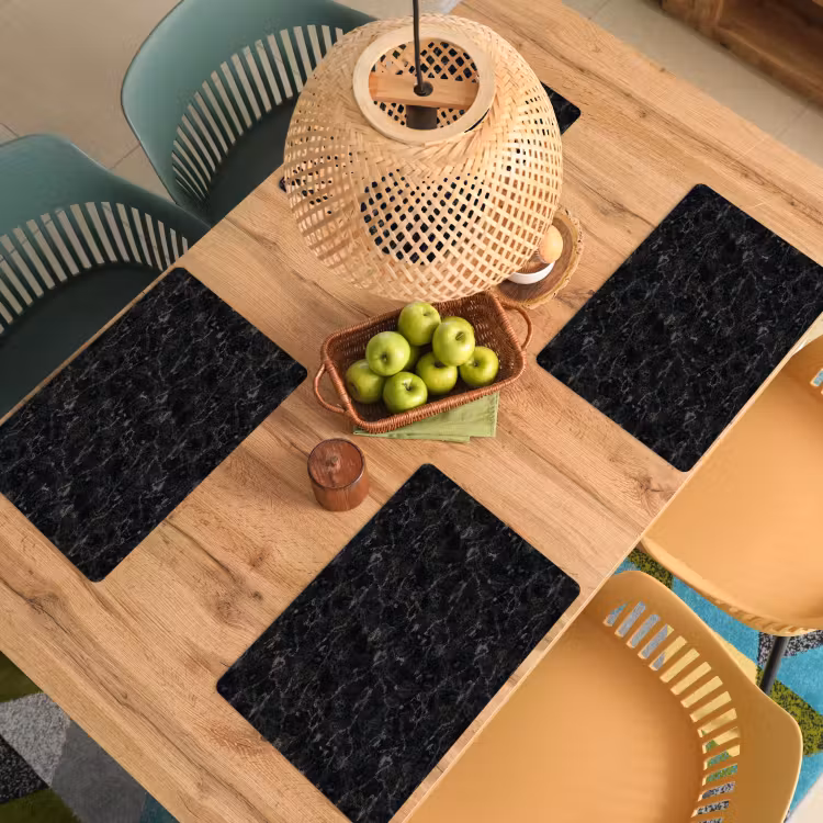 Marmer - Aders - Zwart Placemat vinyl groot 368 -zzsfeer5_Kitchenyeah-website