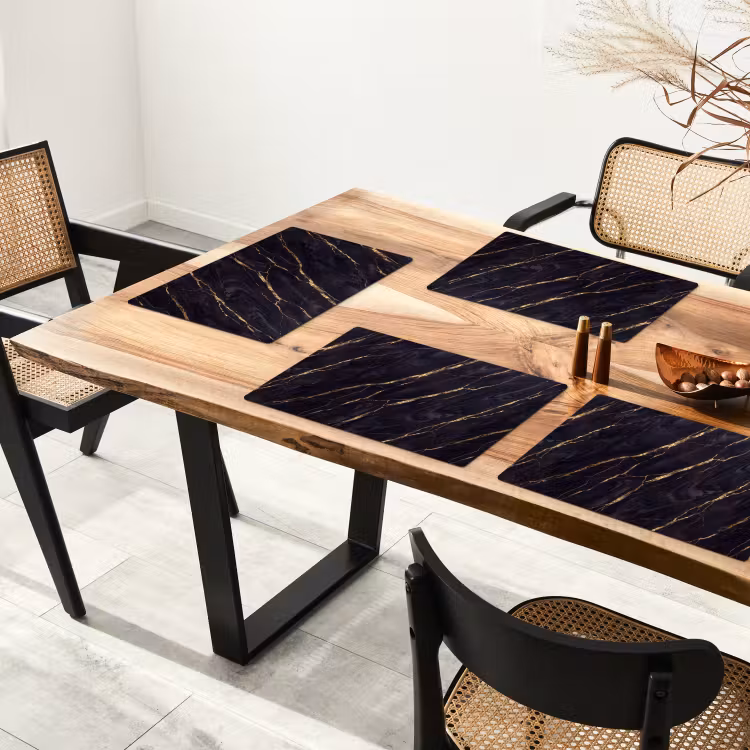 Marmer - Gouden aders - Abstract - Zwart Placemat vinyl groot -zzsfeer4_Kitchenyeah-website