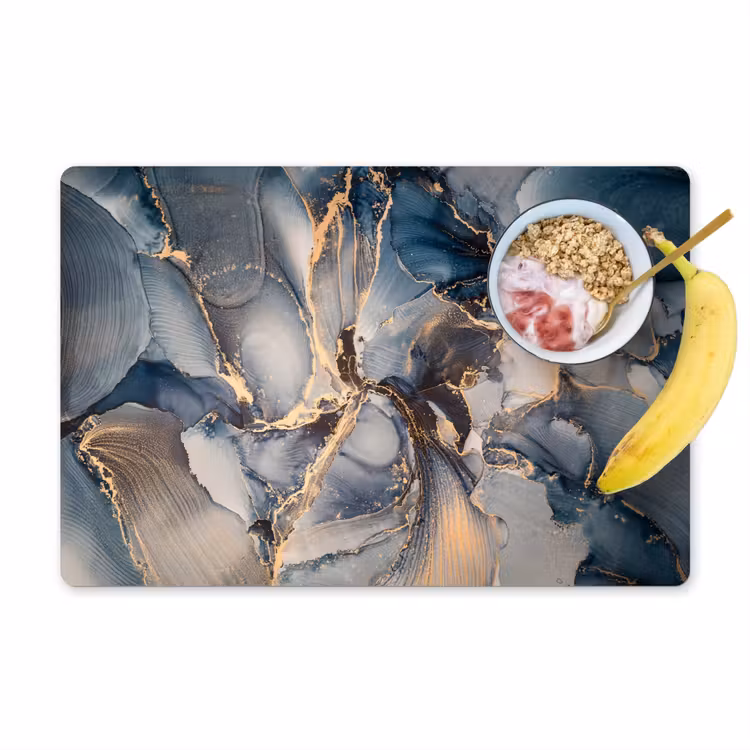 Marmer - Grijs - Blauw - Luxe - Goud Placemat vinyl groot -zzzproduct_Kitchenyeah-website