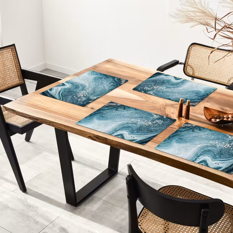 Marmer look - Blauw - Luxe Placemat vinyl groot -zzsfeer4_Kitchenyeah-website