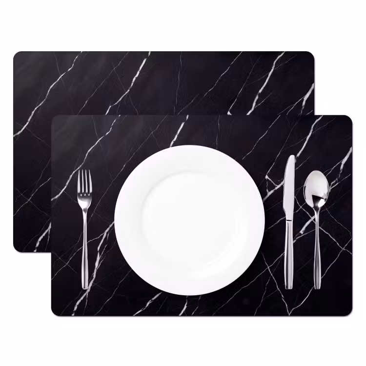 Marmer - Patroon - Abstract - Modern - Zwart Placemat vinyl groot -zzsfeer2_Kitchenyeah-website