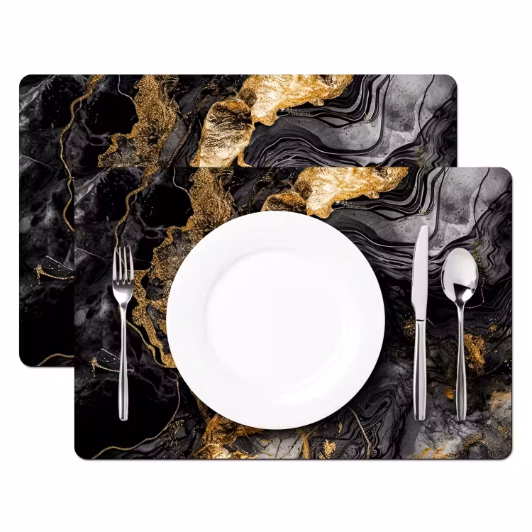 Marmer - Zwart - Goud - Abstract Placemat vinyl groot -zzsfeer2_Kitchenyeah-website
