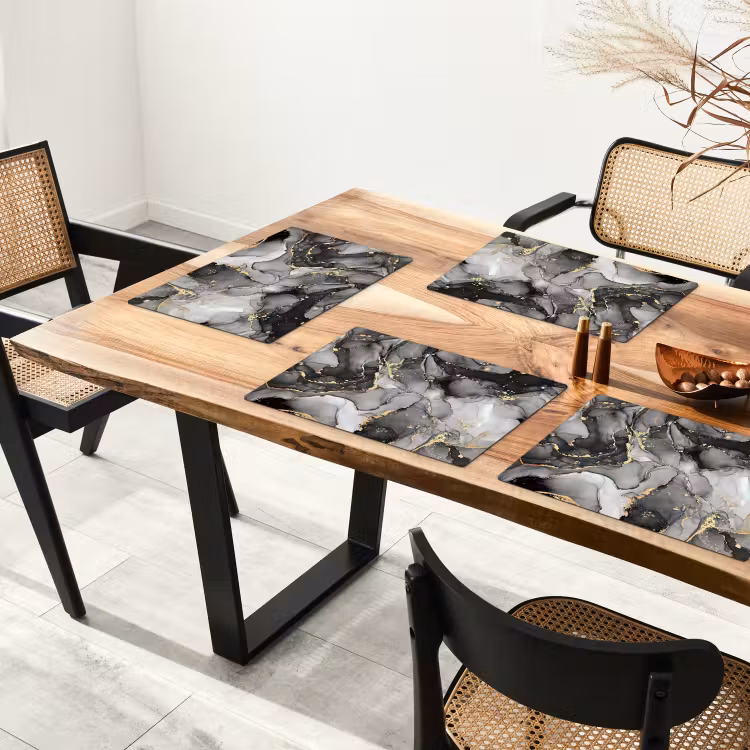 Marmer - Zwart - Goud - Grijs Placemat vinyl groot -zzsfeer4_Kitchenyeah-website