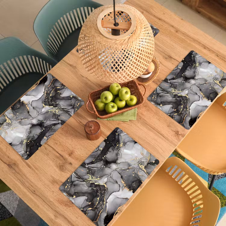 Marmer - Zwart - Goud - Grijs Placemat vinyl groot -zzsfeer5_Kitchenyeah-website
