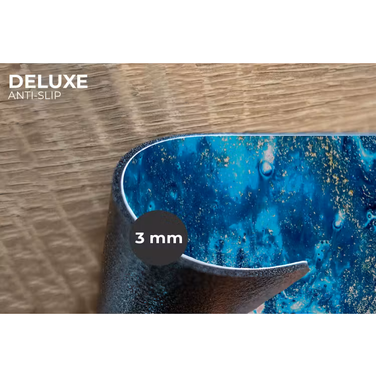 Marmerlook - Blauw - Goud - Luxe - Glitter - Marmer Placemat vinyl groot -closeup