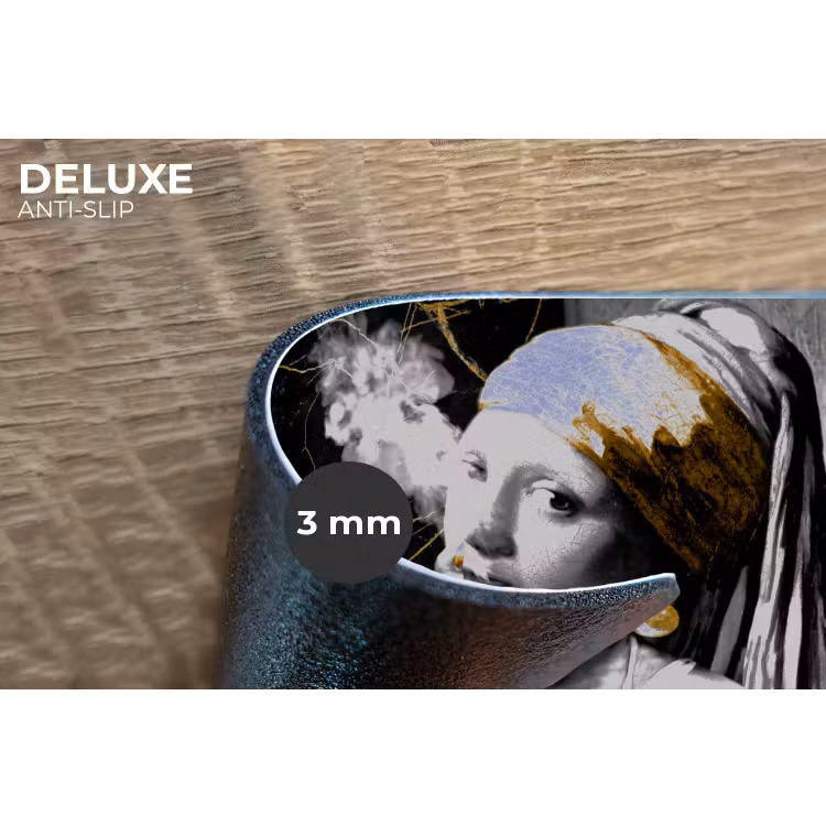Marmerlook - Meisje met de parel - Sigaretten - Toilet - Goud - Kunst - Oude meesters Placemat vinyl groot -closeup