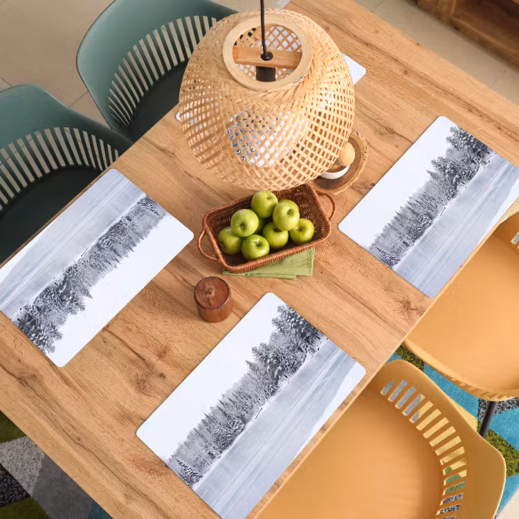 Meer - Dennen - IJs - Winter - Rustgevend Placemat vinyl groot -zzsfeer5_Kitchenyeah-website