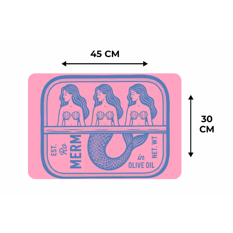 Meermin - Sardineblik - Illustratie - Roze - Retro Placemat vinyl groot -specs