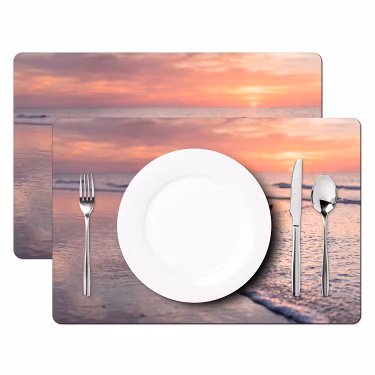 Meeuwen - Strand - Zee - Roze Placemat vinyl groot -zzsfeer2_Kitchenyeah-website