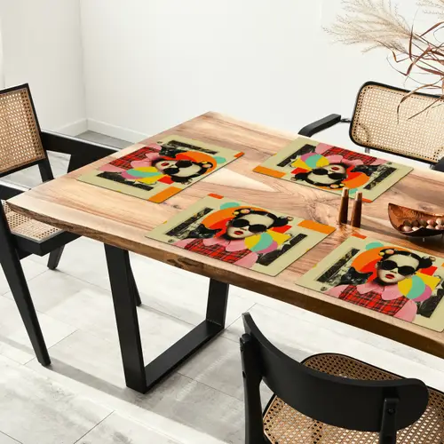 Meisje - Zonnebril - Kat - Retro Placemat vinyl groot -zzsfeer4_Kitchenyeah-website