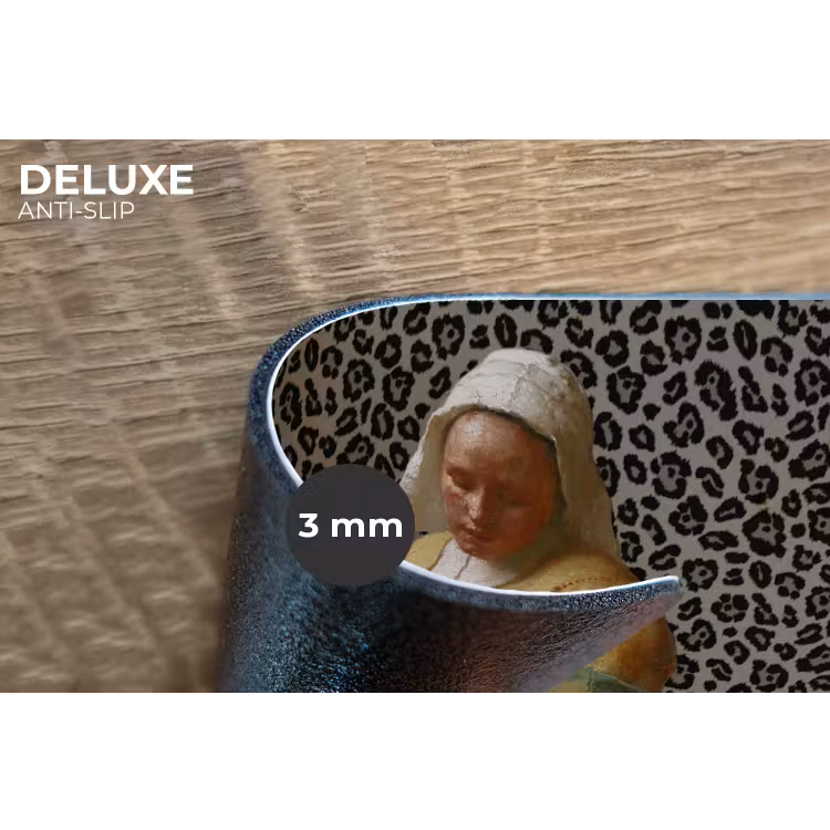 Melkmeisje - Kunst - Panterprint - Vermeer - Schilderij - Oude meesters Placemat vinyl groot -closeup