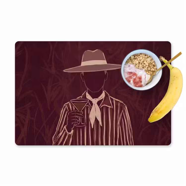 Mens - Hoed - Cocktail - Abstract - Bruin Placemat vinyl groot -zzzproduct_Kitchenyeah-website