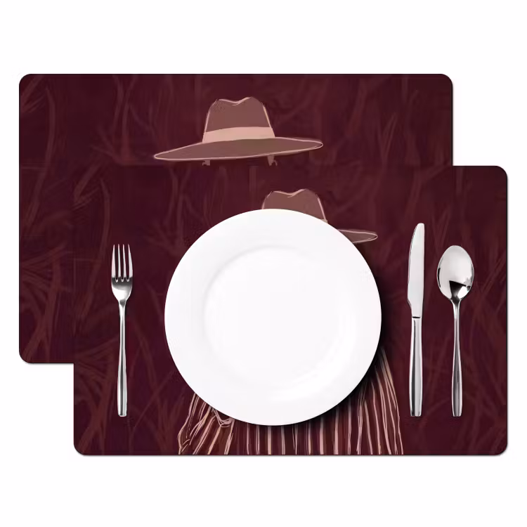 Mens - Hoed - Cocktail - Abstract - Bruin Placemat vinyl groot -zzsfeer2_Kitchenyeah-website