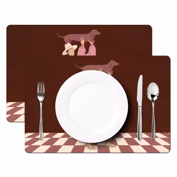 Mens - Hond - Dieren - Abstract - Roze Placemat vinyl groot -zzsfeer2_Kitchenyeah-website