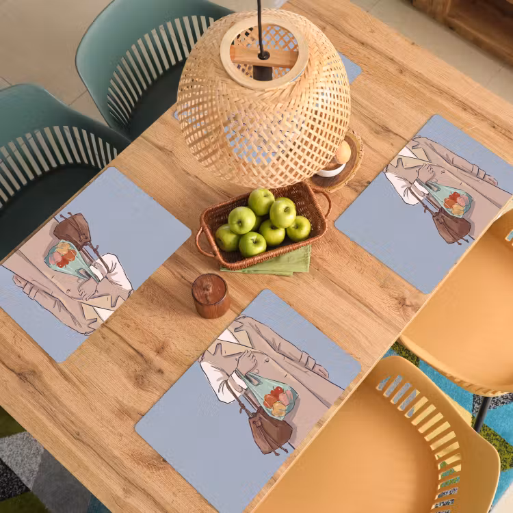 Mensen - Boodschappen - Stadsleven - Modern - Kleurrijk Placemat vinyl groot -zzsfeer5_Kitchenyeah-website