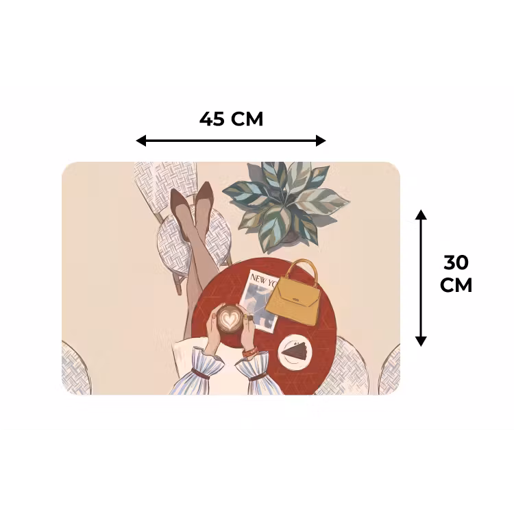 Mensen - Cafe - Koffie - Stadsleven - Modern Placemat vinyl groot -specs
