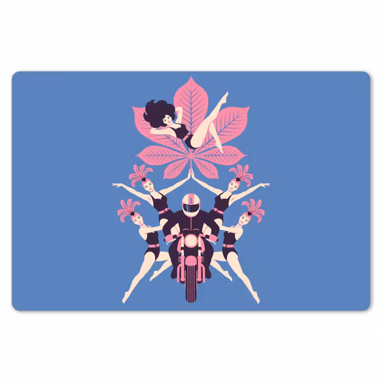 Mensen - Dans - Motor - Retro - Roze Placemat vinyl groot -zzsfeer1_Kitchenyeah-website