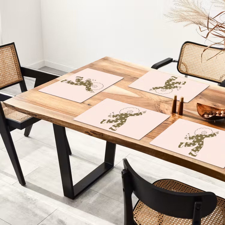 Mensen - Dansend - Feest - Vintage - Groen Placemat vinyl groot -zzsfeer4_Kitchenyeah-website