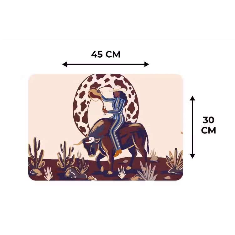 Mensen - Dieren - Cowboy - Abstract - Kleurrijk Placemat vinyl groot -specs