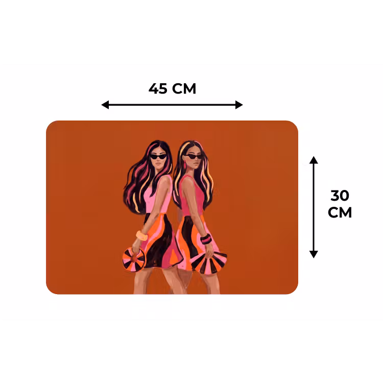 Mensen - Duo - Mode - Illustratie - Kleurrijk Placemat vinyl groot -specs