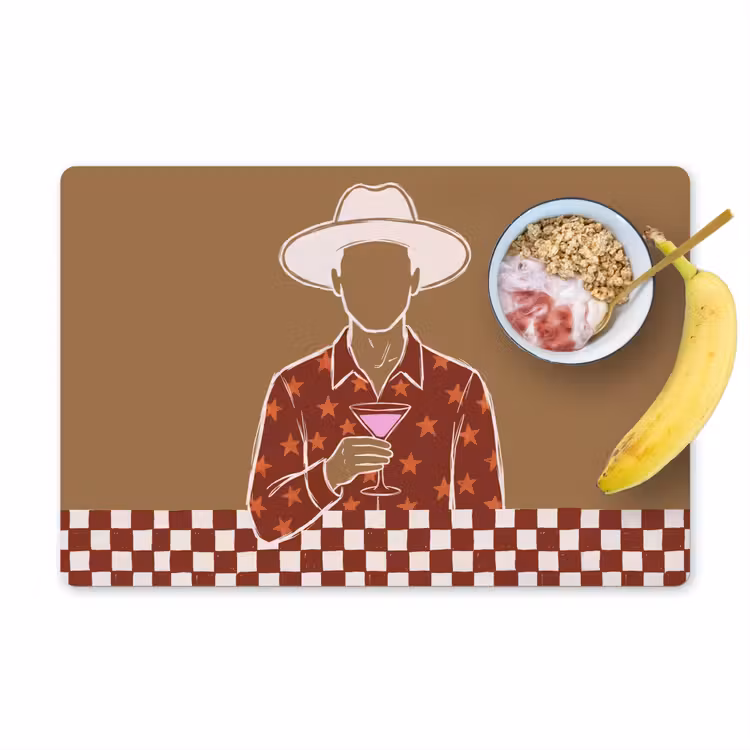 Mensen - Hoed - Cocktail - Abstract - Modern Placemat vinyl groot -zzzproduct_Kitchenyeah-website