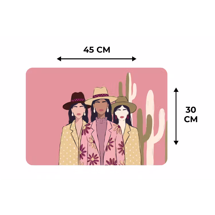 Mensen - Hoeden - Abstract - Roze - Portret Placemat vinyl groot -specs