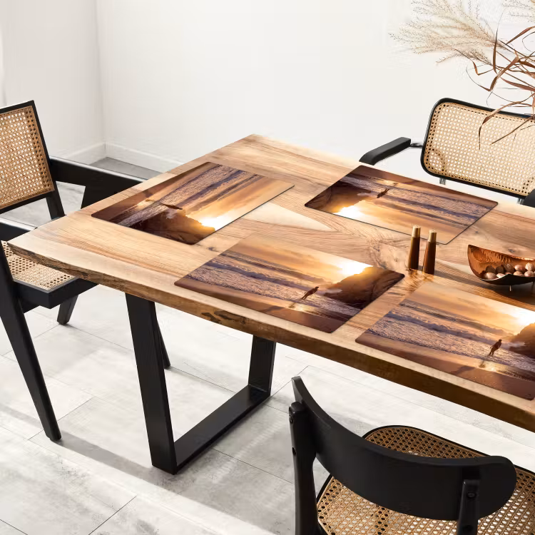 Mensen - Oceaan - Zonsondergang - Kust - Goud Placemat vinyl groot -zzsfeer4_Kitchenyeah-website