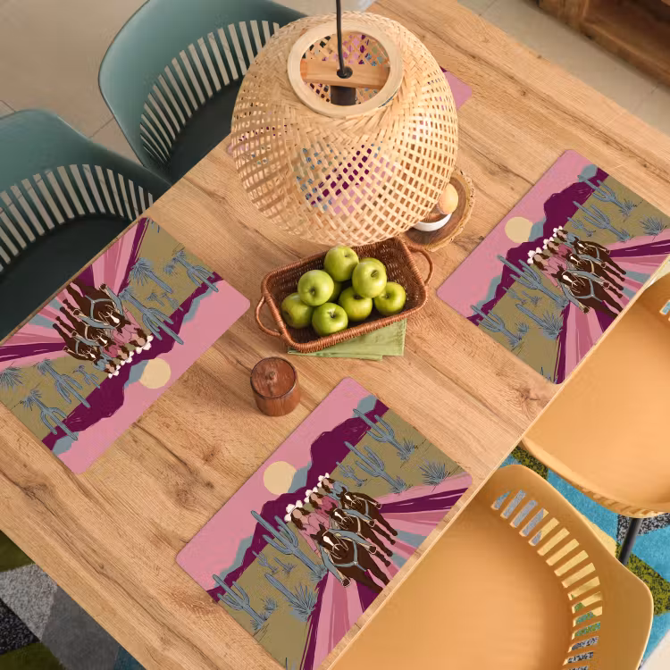 Mensen - Paard - Woestijn - Abstract - Roze Placemat vinyl groot -zzsfeer5_Kitchenyeah-website