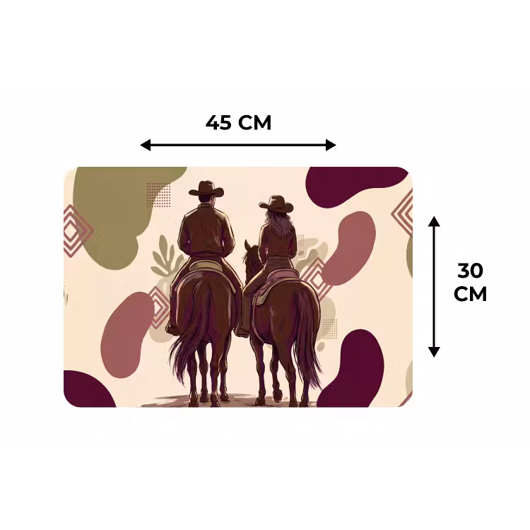 Mensen - Ruiters - Western - Illustratie - Bruin Placemat vinyl groot -specs