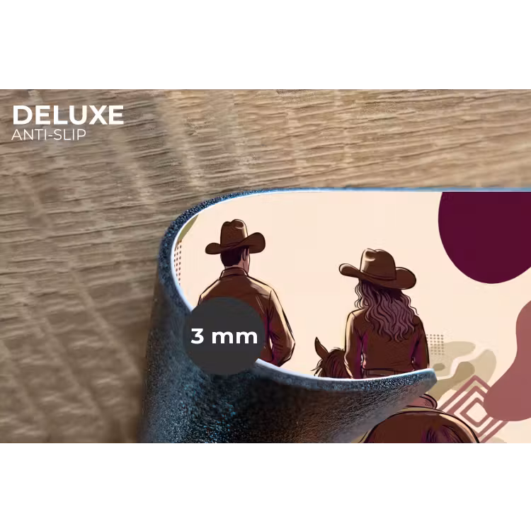 Mensen - Ruiters - Western - Illustratie - Bruin Placemat vinyl groot -closeup